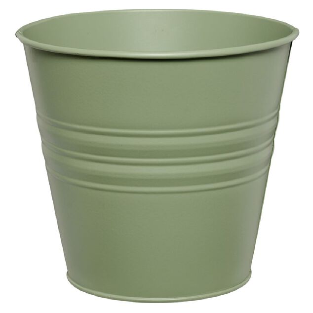Pot en m&eacute;tal vert petit mod&egrave;le &Oslash;16xH13cm