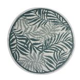 Tapis d'ext&eacute;rieur India rond motif feuillage vert &Oslash;180 cm