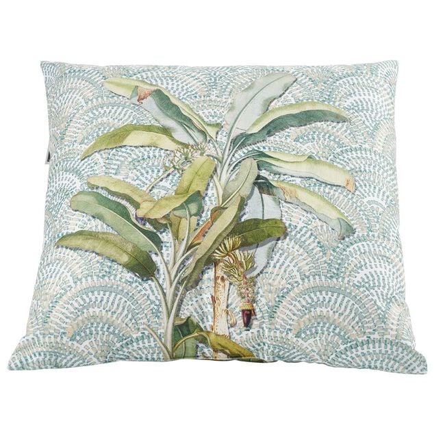 Coussin carr&eacute; motif feuillage vert 40x40cm
