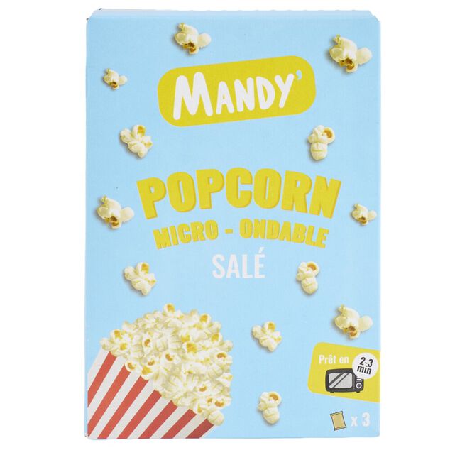 Popcorn sal&eacute; micro-ondes Mandy 3x80gr