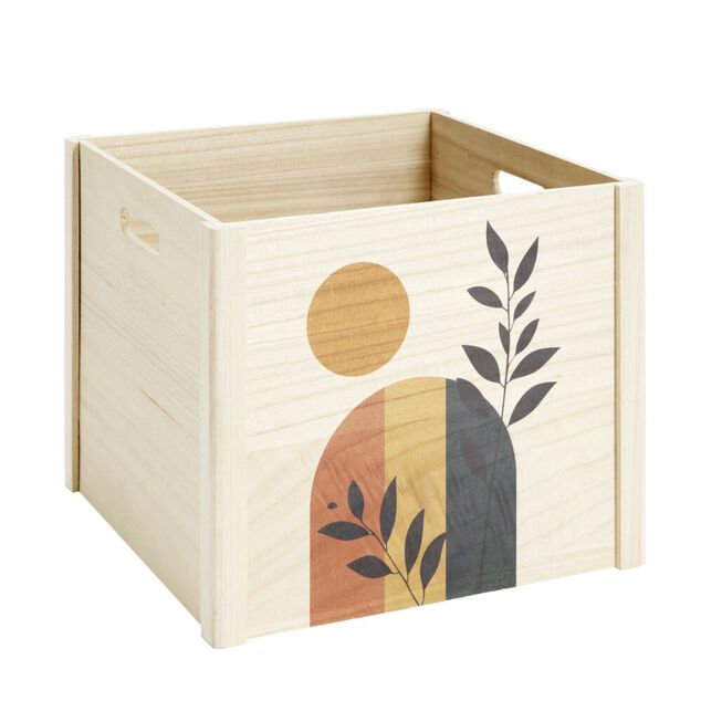 Bo&icirc;te de rangement ouverte en bois 34x28xH34cm (2 mod&egrave;les)