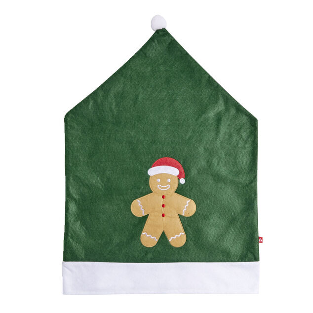 Housse de chaise No&euml;l &agrave; pompon verte 48x70cm (2 mod&egrave;les)