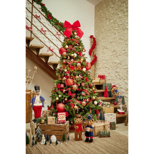 Noeud de No&euml;l XL velours rouge &agrave; suspendre H40 cm