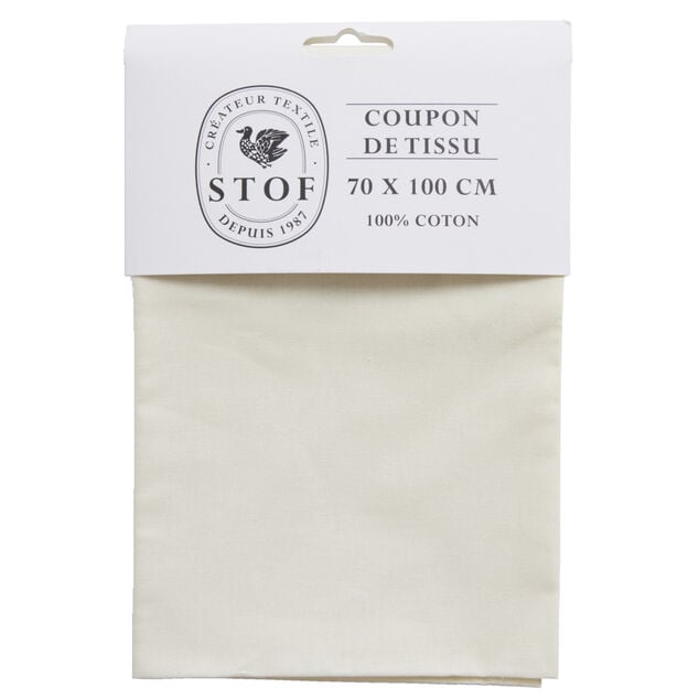Coupon tissu coton 70x100cm blanc &eacute;cru