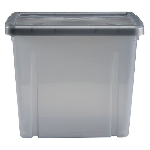 Boîte de rangement en plastique gris fumée 8,8L