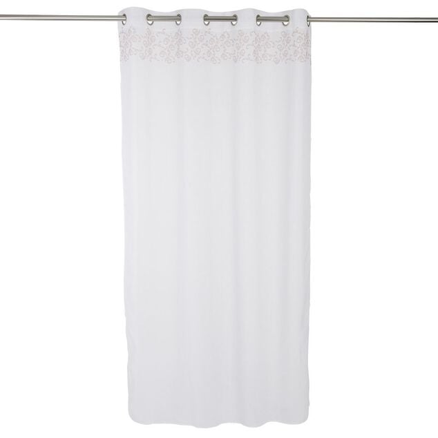 Voilage polyester 140x240cm imprim&eacute; rose et blanc