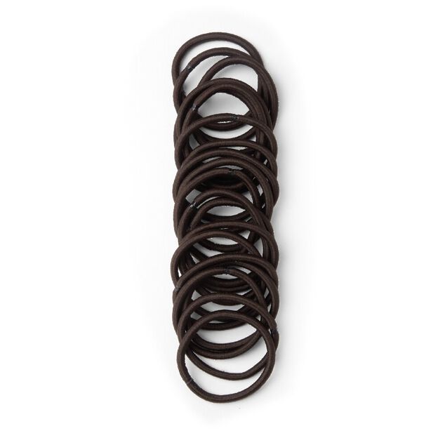 Lot de 15 &eacute;lastiques &agrave; cheveux basiques polyester marron