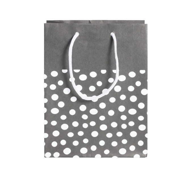 Sac cadeau kraft noir à pois blancs - Taille M