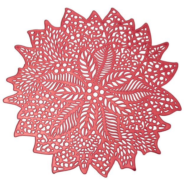 Set de table ajouré motif végétal Noël PVC Ø40 cm rouge | GIFI