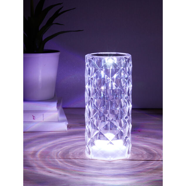 Lampe LED RGB tactile design cristal avec télécommande Ø7,5xH15,5cm