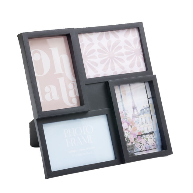 Pêle mêle plastique noir 27,5x27,5cm pour 4 photos 10x15cm (2 modèles)