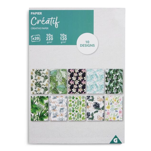 Lot de 20 papiers cr&eacute;atifs 10 designs - 4 mod&egrave;les