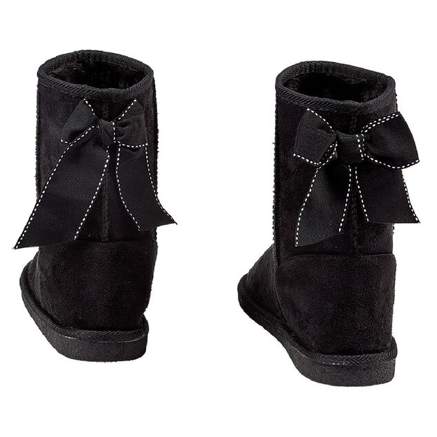 Botte pour enfant fourr&eacute;e avec un noeud noir brod&eacute; &agrave; l'arri&egrave;re T32/33