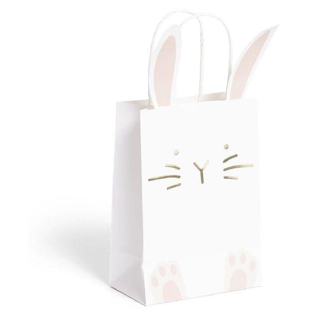 Lot de 4 sacs en papier 14x30cm forme lapin de P&acirc;ques