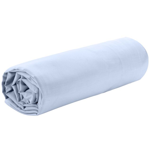 Drap housse 160x200cm 2 personnes polyester uni bleu