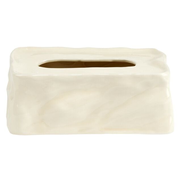 Bo&icirc;te &agrave; mouchoirs en dolomite effet froiss&eacute; 24x15xH9cm (2 mod&egrave;les)