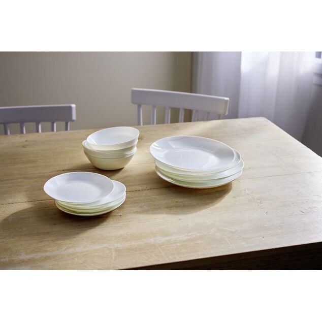 Service vaisselle opale 12 pi&egrave;ces