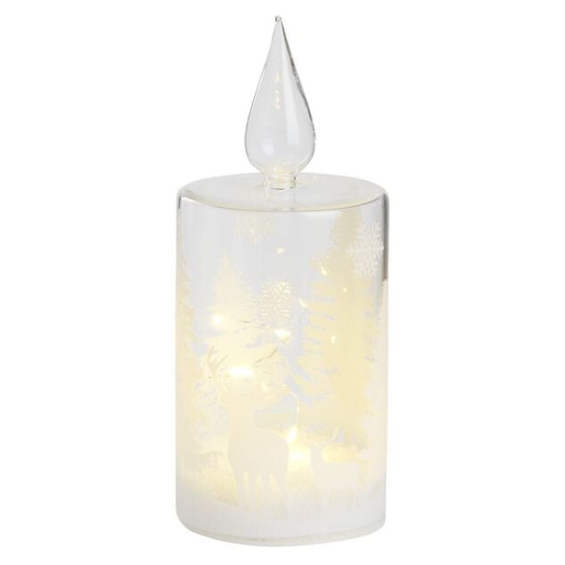 Bougie en verre &agrave; LED d&eacute;co blanche th&egrave;me No&euml;l