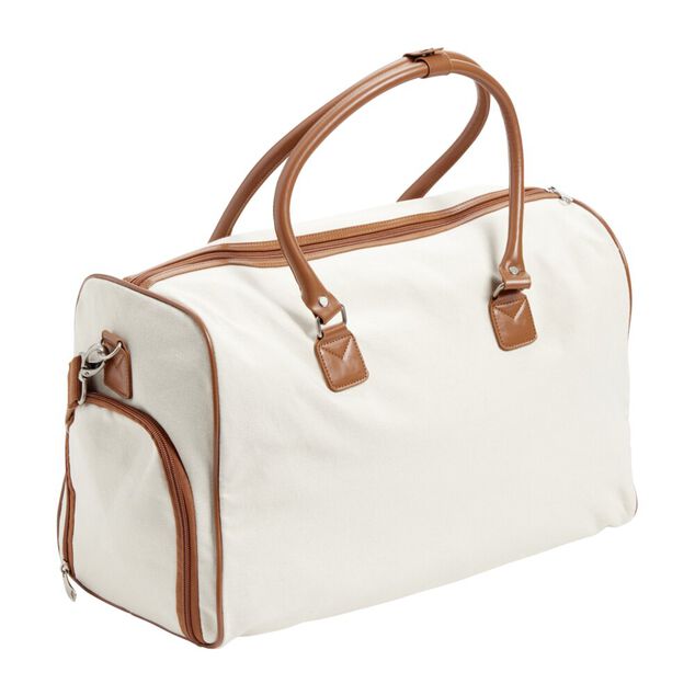 Sac de voyage canevas beige et marron 49x24xH31cm