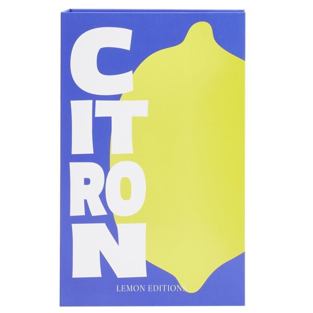 Bo&icirc;te de rangement forme livre motif et inscription citron 27x17x4cm