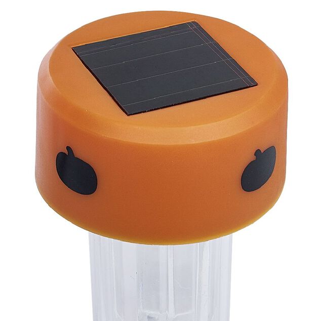 Borne solaire LED &agrave; planter noir et orange