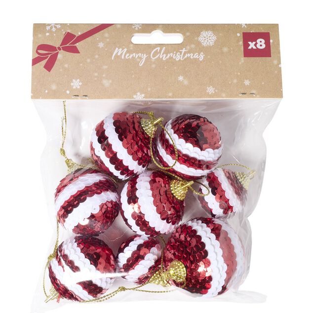 Boule de No&euml;l mini &agrave; sequins x8