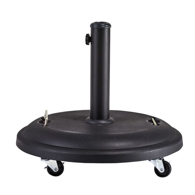 Pied de parasol rond en b&eacute;ton rev&ecirc;tement plastique noir 25 kg