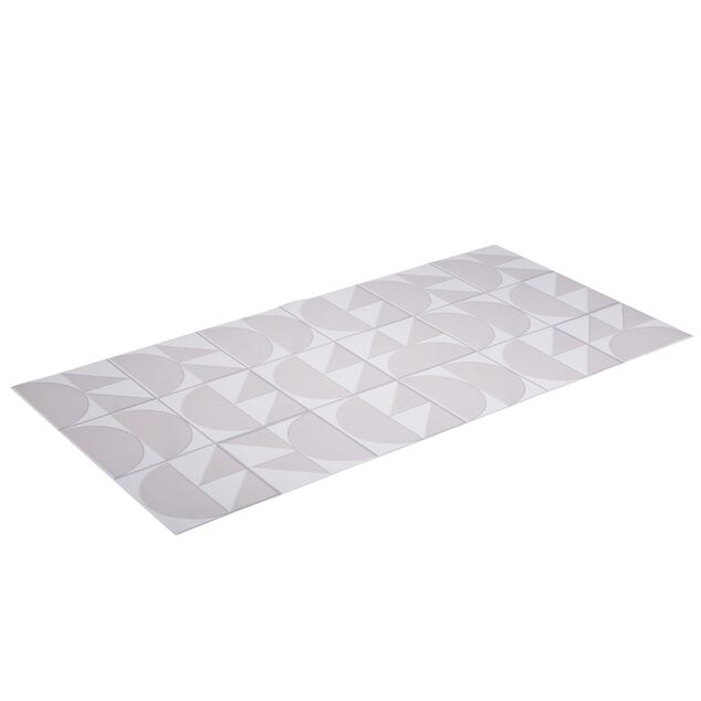 Tapis vinyle rectangulaire motif g&eacute;om&eacute;trique beige 50x100cm