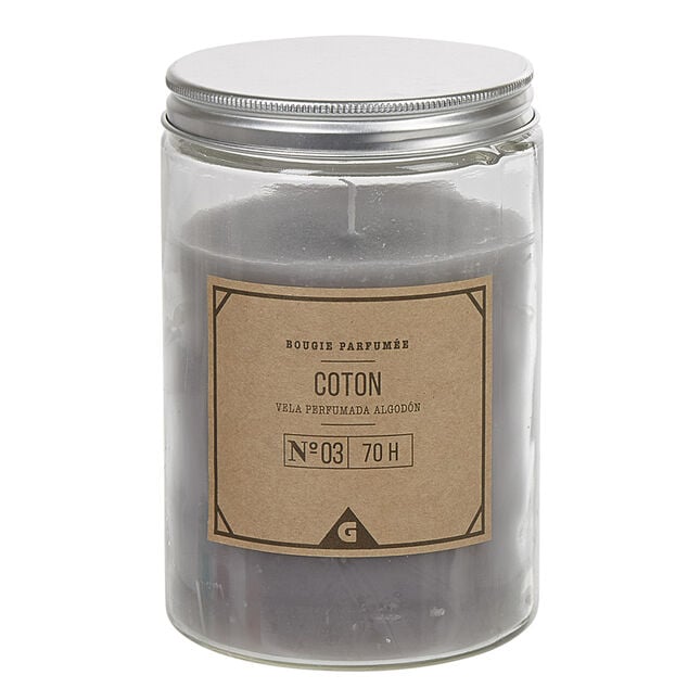 Bougie blanche dans pot en pvc couvercle senteur coton