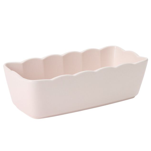 Moule &agrave; cake rectangulaire en c&eacute;ramique bord festonn&eacute; 28x13xH9cm (2 mod&egrave;les)