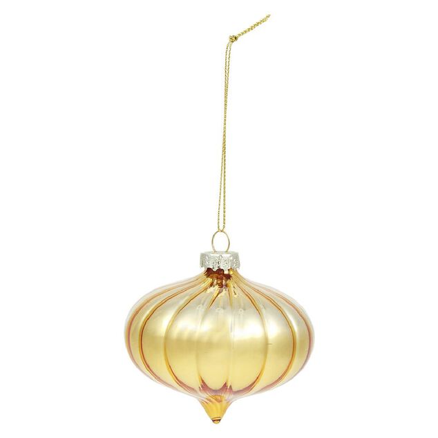Boule de No&euml;l en verre dor&eacute; &Oslash;8 cm