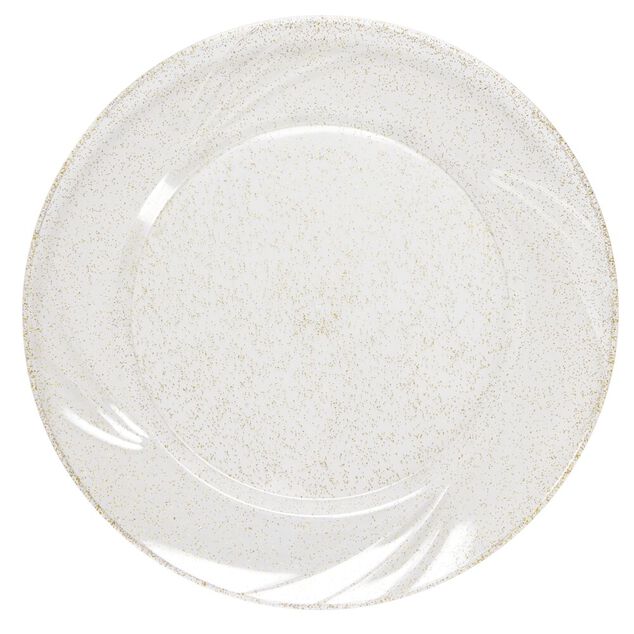 Assiette plastique r&eacute;utilisable x4 paillet&eacute;e dor&eacute;e &Oslash;26cm