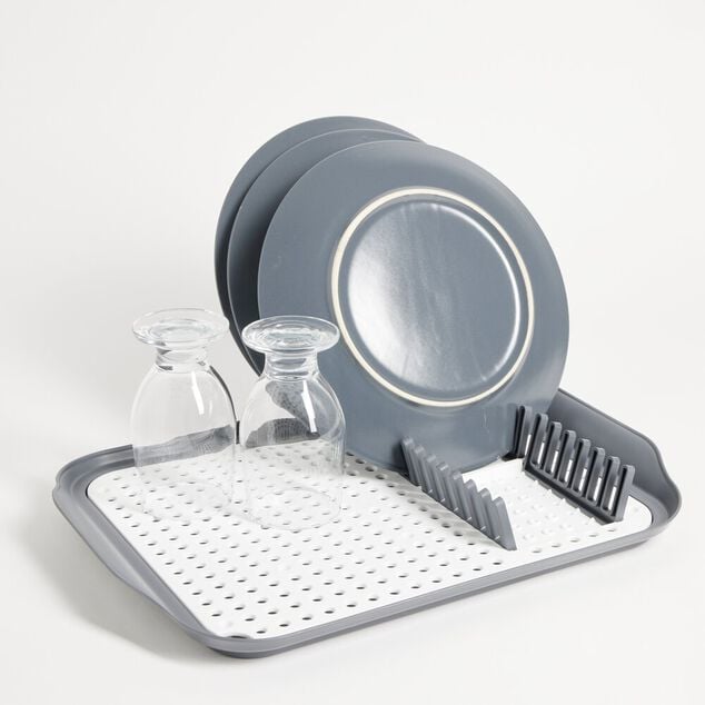 &Eacute;gouttoir &agrave; vaisselle 30,3x41,5x3,8cm plastique gris et blanc