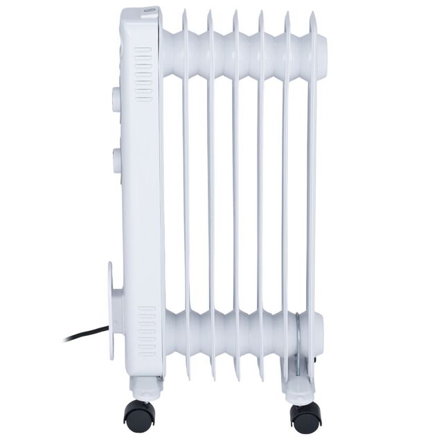 Radiateur bain d'huile &agrave; roulettes blanc 1500W Homday 3 niveaux de chaleur