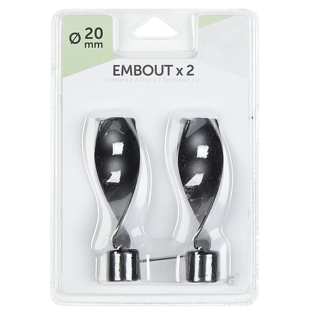 Embout x2 forme torsade m&eacute;tal noir mat