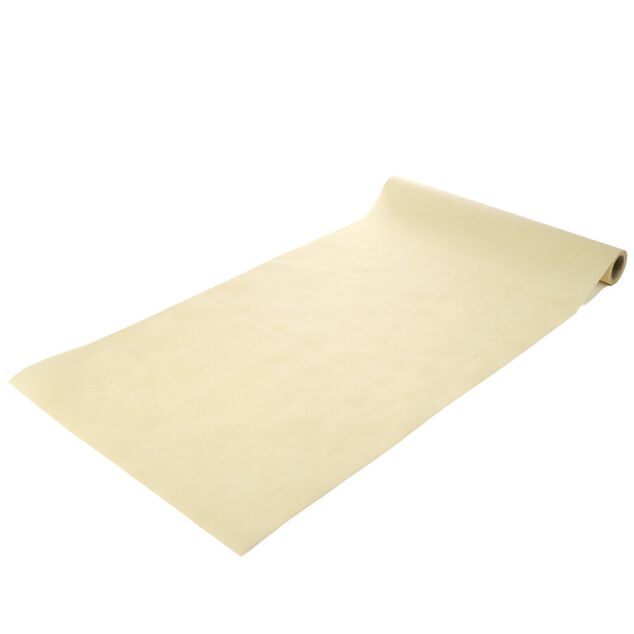 Chemin de table ind&eacute;chirable pr&eacute;d&eacute;coup&eacute; polyester beige 40x480cm