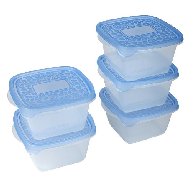 Bo&icirc;te alimentaire Take away 1.1 L transparente et bleue x5
