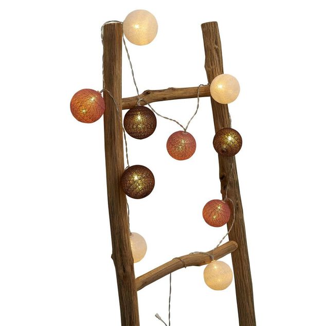 Guirlande lumineuse 10 boules beige marron orange L165cm