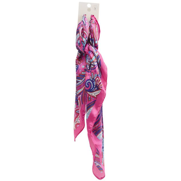Foulard carr&eacute; tissu imprim&eacute; rose 45x45cm