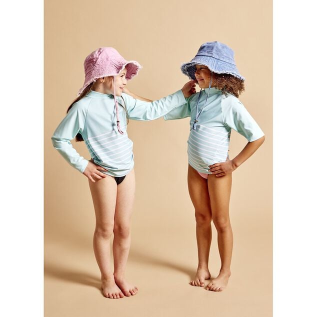 T-shirt manche longue protection UV50 enfant tissu bleu 30x40cm