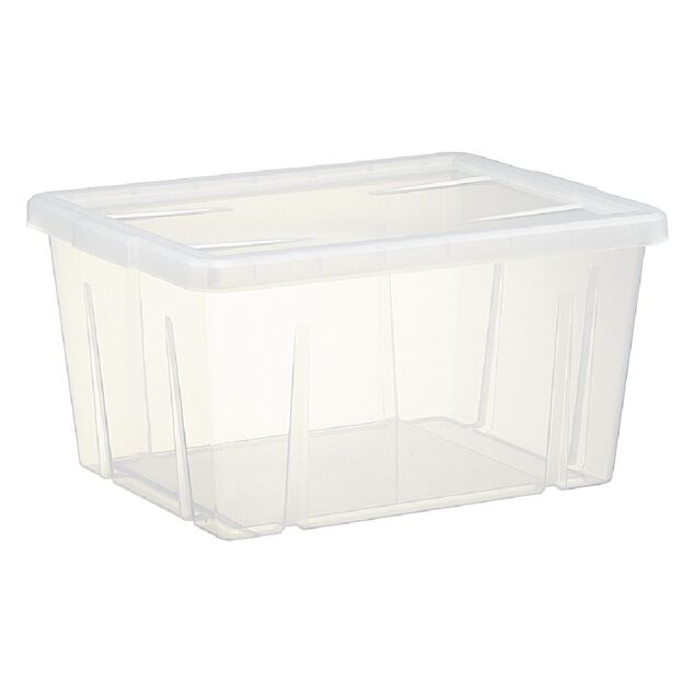 Bo&icirc;te de rangement transparente avec couvercle 30L