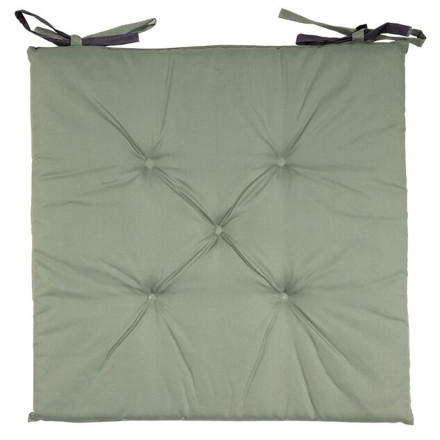 Galette de chaise de jardin r&eacute;versible uni gris biface vert