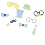 Kit festif photobooth bleu vert jaune 10 pièces