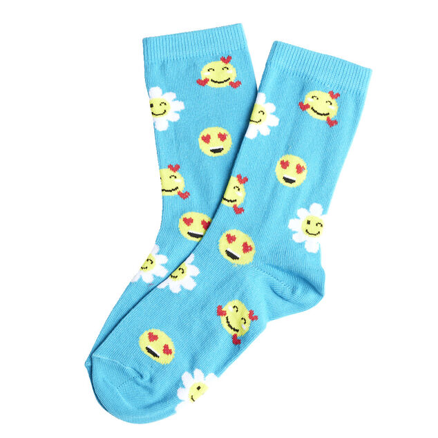 Chaussettes fille bleues motifs smileys T26/35