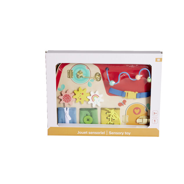 Planche activit&eacute;s enfant bois et m&eacute;tal 40x29,7xH6,4cm