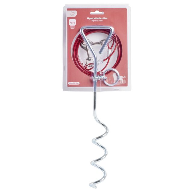 Piquet attache chien m&eacute;tal 4m