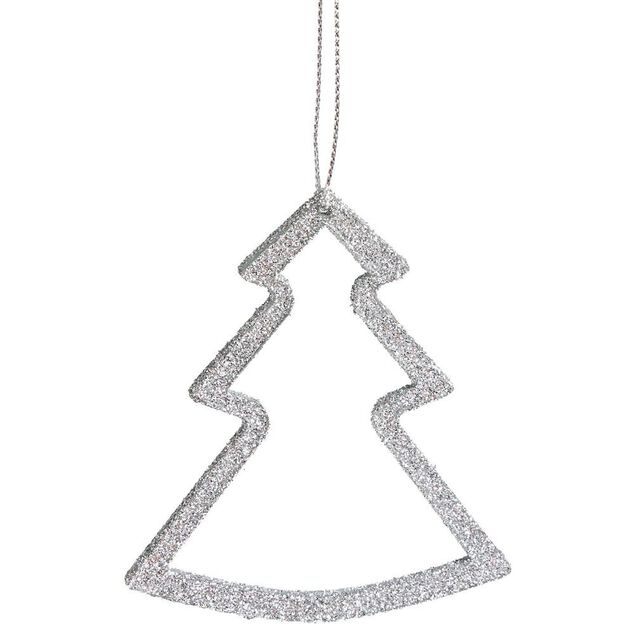 Décoration de Noël à suspendre étoile/sapin/boule argenté x6