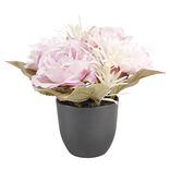 Composition florale artificielle pot hortensia/rose/pivoine 6 tiges &Oslash;25xH19cm