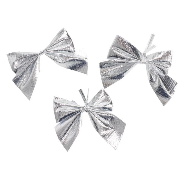 D&eacute;coration de No&euml;l mini noeuds brillant 12 pi&egrave;ces 5,5x6cm (3 mod&egrave;les)