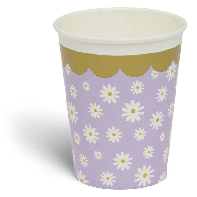 Lot de 8 gobelets motif p&acirc;querette carton 24cl - 4 coloris